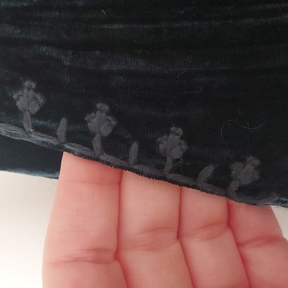 Anthropologie Hei Hei Cropped Wide Leg Crushed Velvet Pants Jewel Blue Size Med - Picture 5 of 10